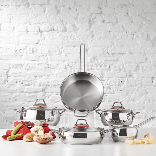 Karaca Şile İndüksiyon Tabanlı 8 Parça Çelik Tencere Seti - Image 1