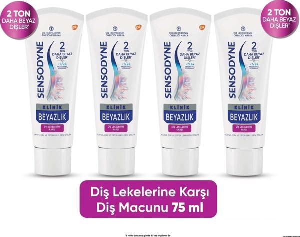 Sensodyne Diş Macunu Klinik Beyazlık Diş Lekesi 75 ml x 4 ADET - Image 1