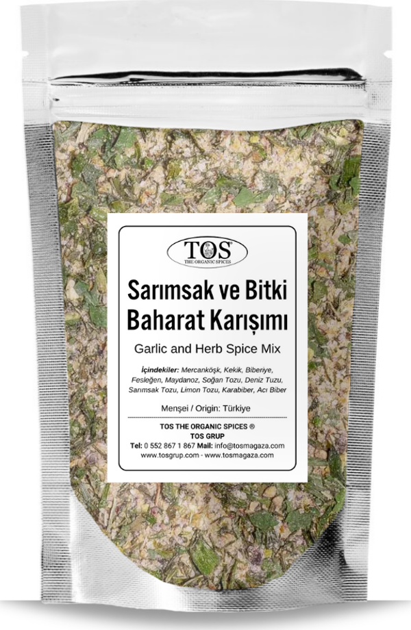 TOS The Organic Spices Sarımsak ve Bitki Baharatı 250 gr Garlic and Herb Spice Blend - Baharat Karışımı - Image 1