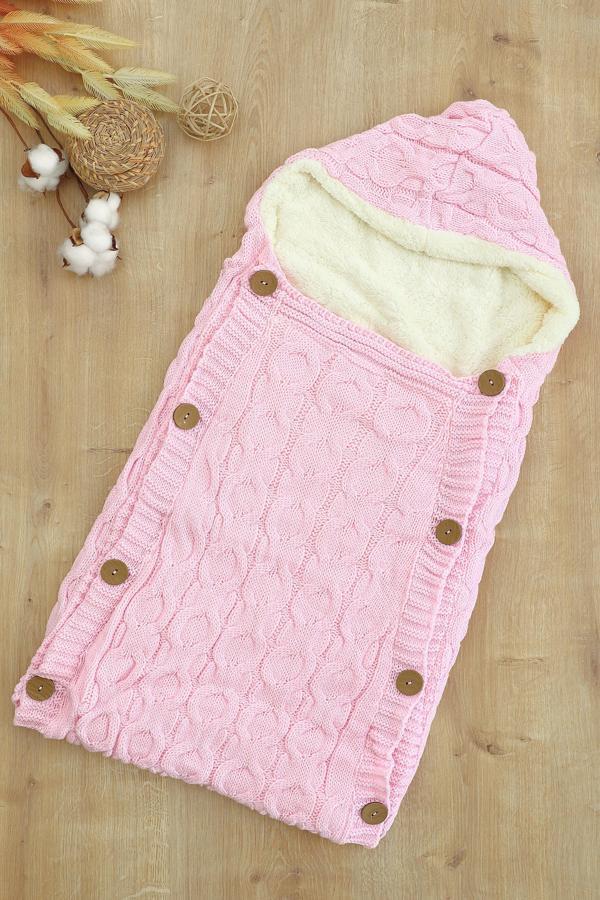 Kız Bebek Düğmeli Pembe Anakucağı Kundak STL6811 - Image 1