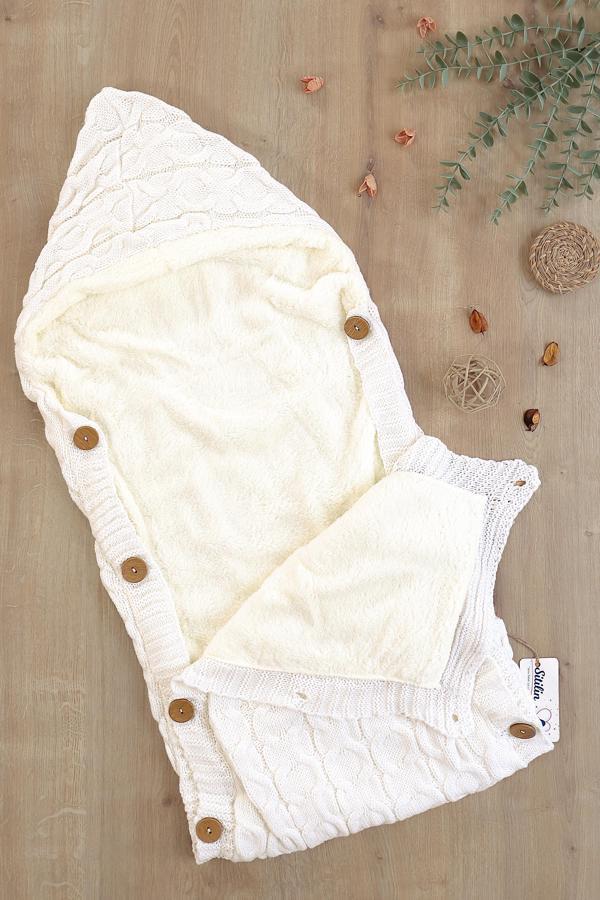 Kız Erkek Bebek Düğmeli Krem Anakucağı Kundak STL6812 - Image 1