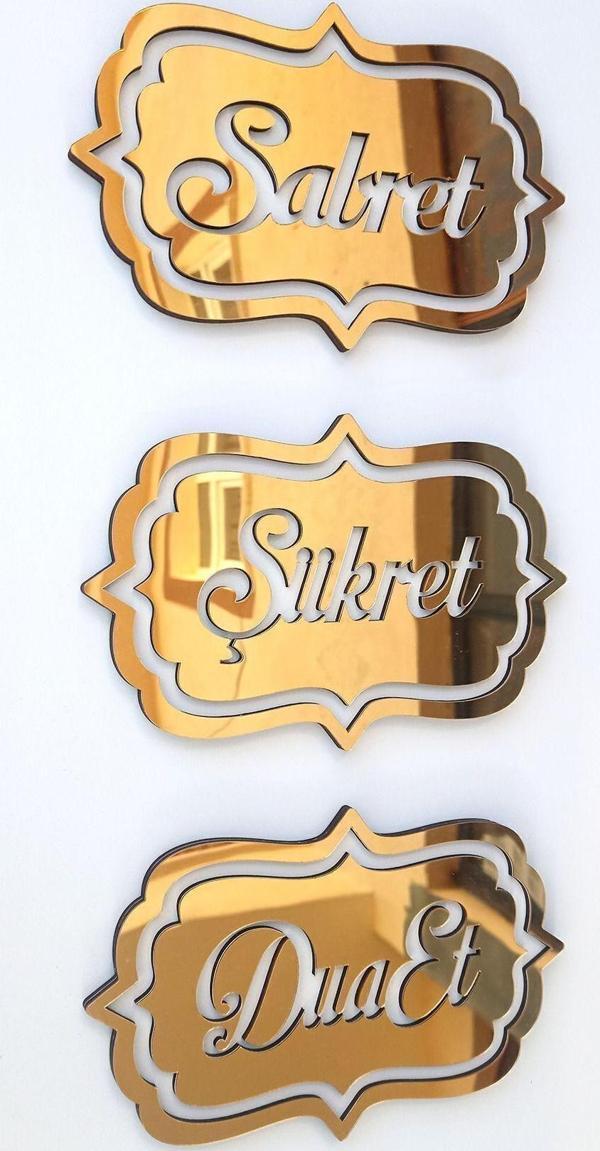 Tesbih Sakarya Gold Sabret Şükret Dua Et 3lü Set Duvar Dekoru - Image 1
