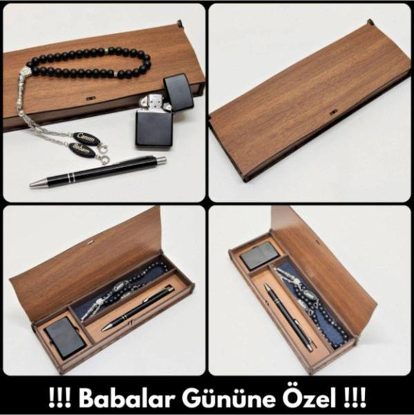Tesbih Sakarya Babalar Günü Özel - 3lü Muhteşem Kombin - Tesbih - Çakmak - Kalem - Kişiye Özel - Image 1