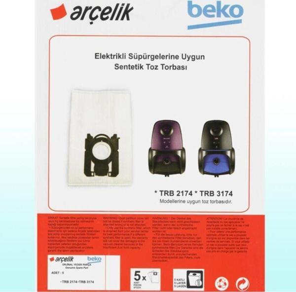 Arçelik Trb 3174 Süpürge Modeli 5 Adet Toz Torbası - Image 1