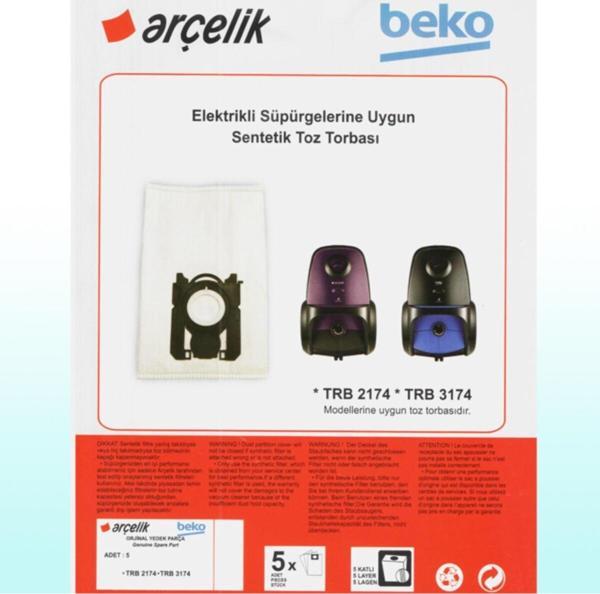 Beko Trb 2174 Süpürge Modeli 5 Adet Toz Torbası - Image 1