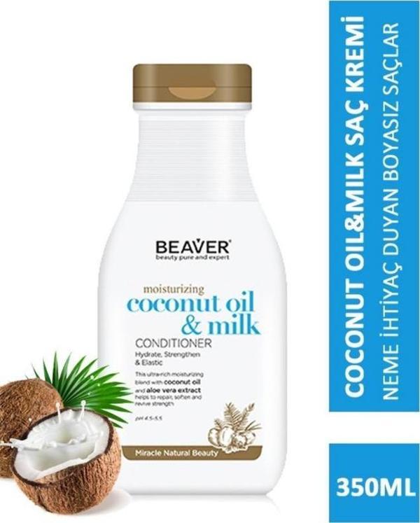 Beaver Coconut Oil Milk Moisturizing Saç Bakım Kremi 350 ml - Image 1