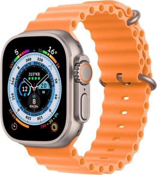 Winex Watch 8 Ultra Max Amoled Ekran Android İos HarmonyOs Uyumlu Üç Kordonlu Akıllı Saat Turuncu - Image 1