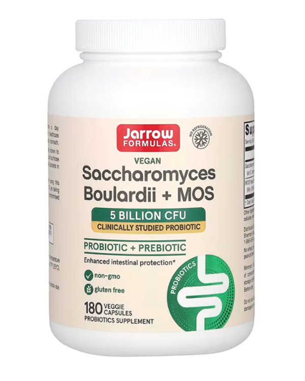 Jarrow Formulas, Vegan Saccharomyces Boulardii + MOS, 5 Billion CFU, 180 Veggie Capsules  - Image 1