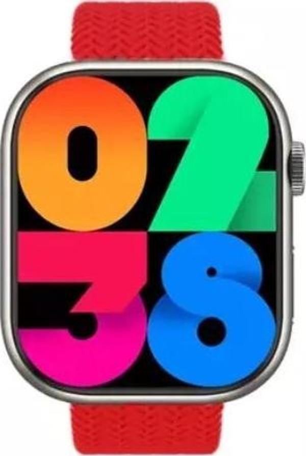 Schitec 2024 Watch 9 Pro Amoled Ekran Android İos Uyumlu Akıllı Saat Kırmızı - Image 1