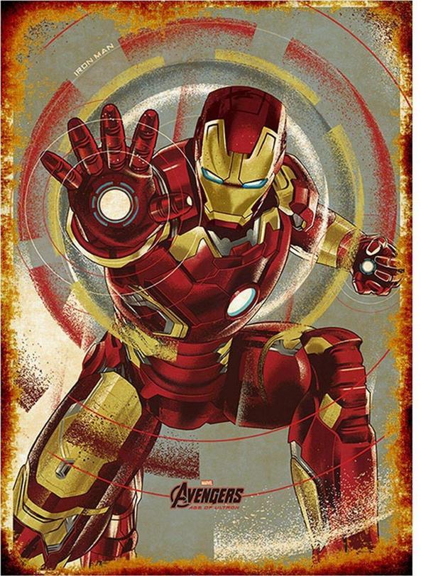 Bedeko Ahşap Tablo Retro Demir Adam Posteri Iron Man - Image 1
