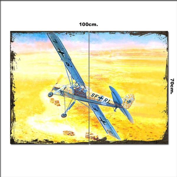 Bedeko Ahşap Tablo Tek Motorlu Tek Kanatlı Nazi Uçak Baskılı 70*100Cm - Image 1