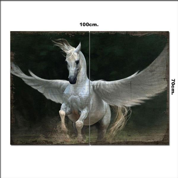 Bedeko Ahşap Tablo Türk Mitolojisinde Kanatlı At “Tulpar” 70*100Cm - Image 1