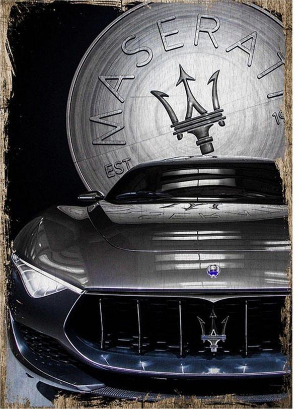 Bedeko Maserati Hediyelik Ahşap Tablo 25Cm X 35Cm - Image 1