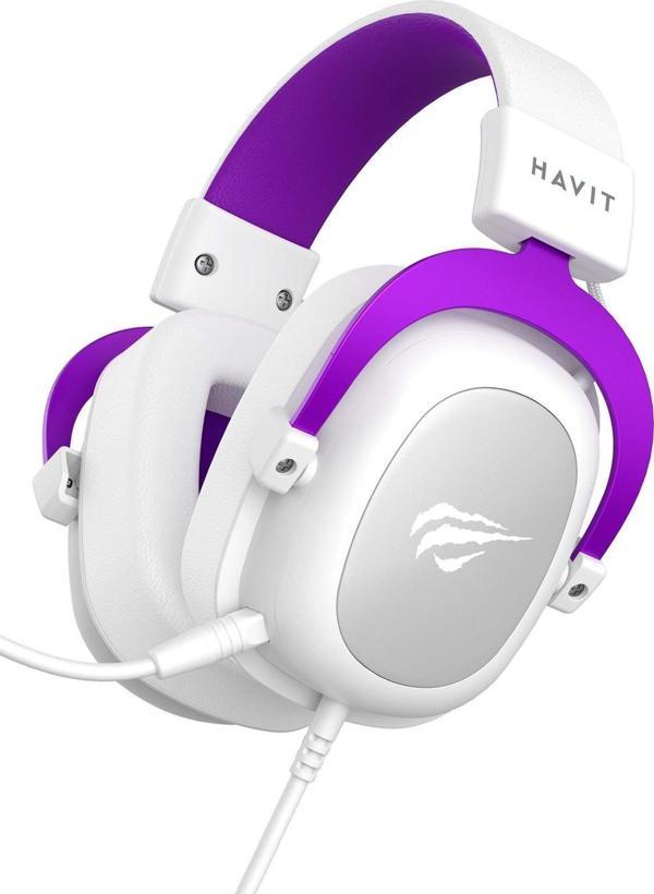 Havit Gamenote H2002D Mikrofonlu Gaming Kulaklık Mor Beyaz - Image 1