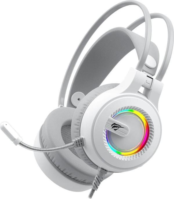 Havit Gamenote H2040D RGB Aydınlatmalı Mikrofonlu Gaming Oyuncu Kulaklığı - 3.5mm Jack + USB - Beyaz - Image 1