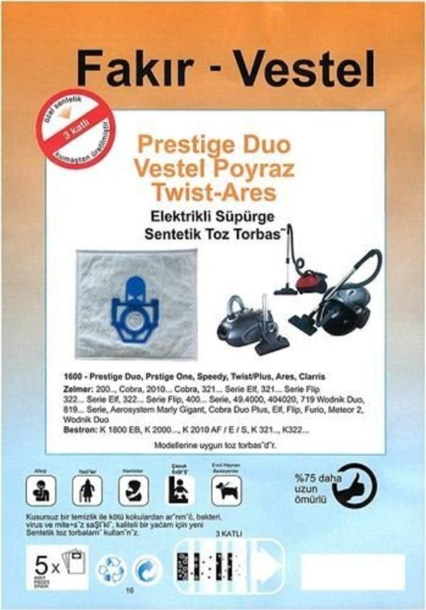 Fakir Twist Elektrikli Süpürge Torbası Bez 5 Adet - Image 1
