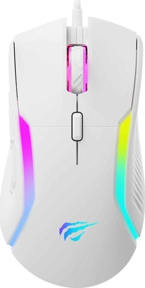 Havit Gamenote Ms1033 Rgb Uyumlu 8000 Dpı Ayarlanabilir Ağırlıklı Beyaz Gaming Makrolu Oyuncu Mouse - Image 1