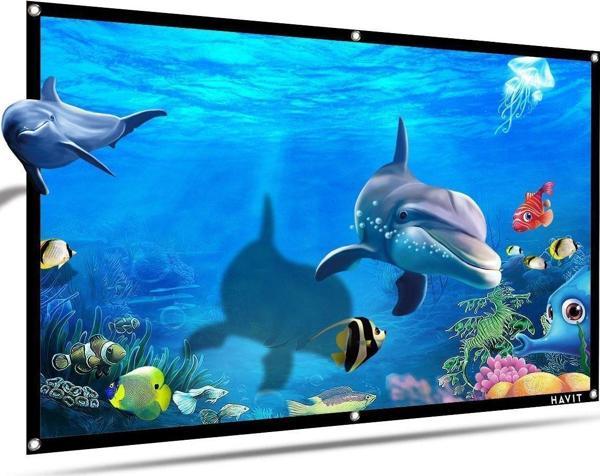 Havit Pa301 100 Inç Siyah Çerçeveli Duvar Tipi Projeksiyon Perdesi - Image 1