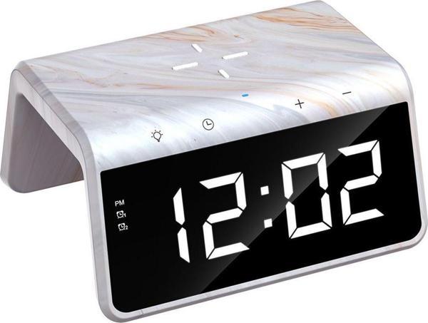Havit W320 Hızlı Wireless Şarj, Saat Ve Gece Lambası (fast 15w) - Mermer Desenli - Image 1