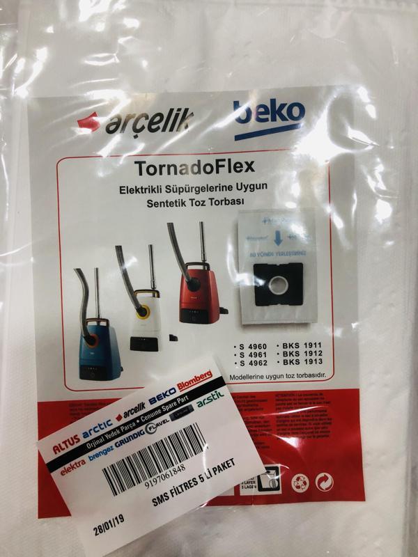 Arçelik S 4962 Tornado Flex Sentetik Toz Torbası 5'li Paket - Image 1