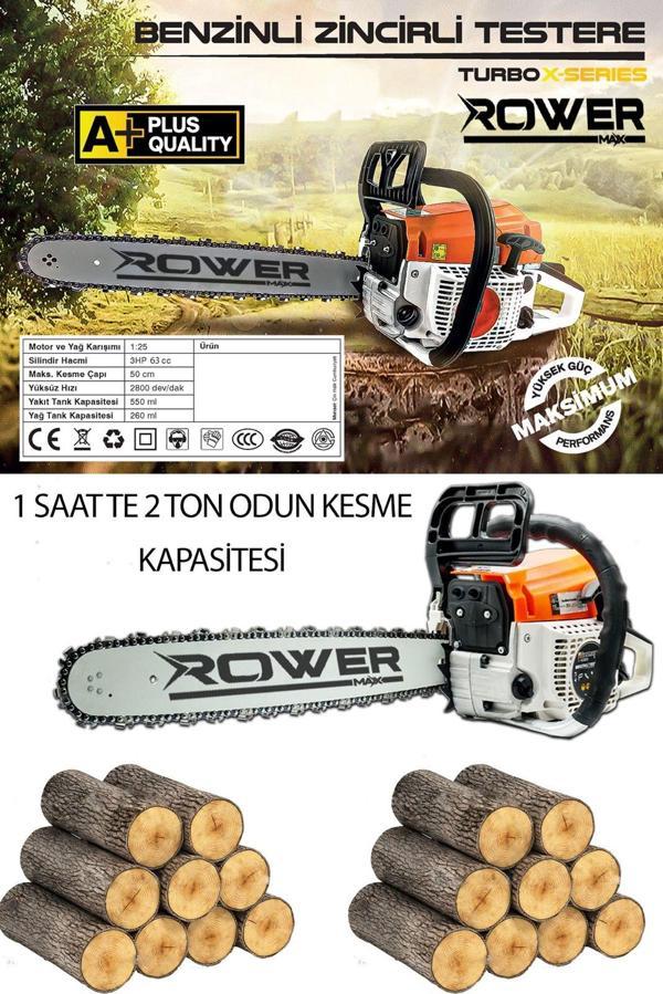 Rowermax 3Hp 50Cm 63cc Palalı 36 Diş Zincir Benzinli Testere Ağaç Kesme Motoru - Image 1