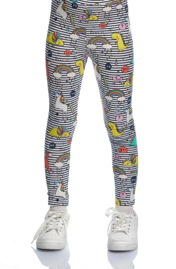 Rainbow Unicorn Kız Çocuk Desenli Yazlık Tayt - Image 1