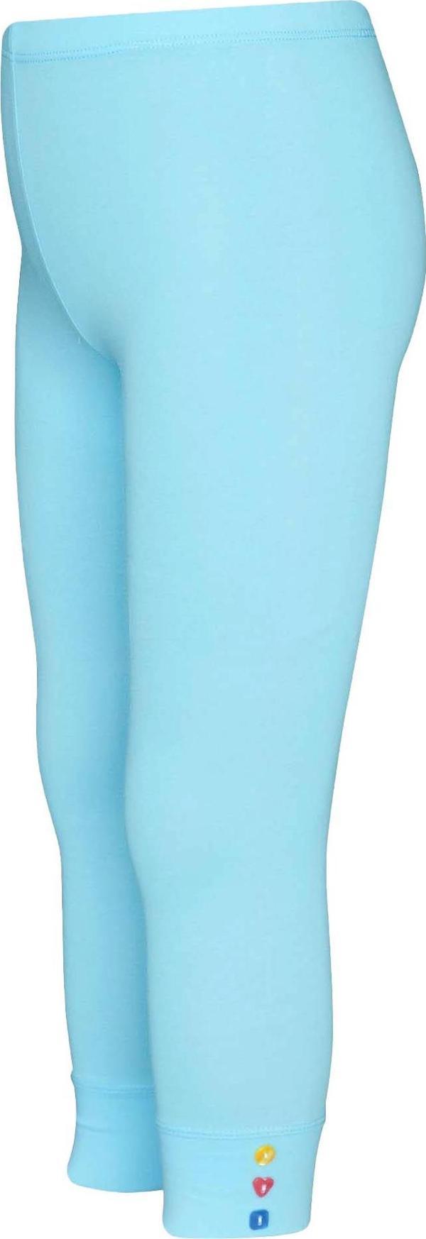 Uçuk Turkuaz Düğmeli Paça Manşetli Kız Çocuk Yazlık Tayt - Image 1