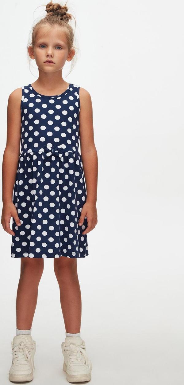 NAVY Polka-Dot Kız Çocuk Desenli Kolsuz Elbise - Image 1