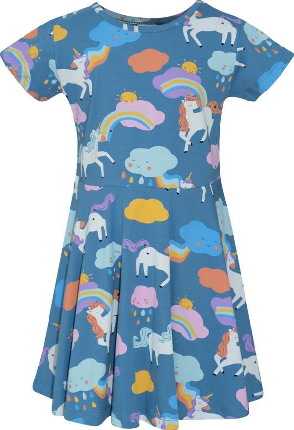 Lady Unicorn Kız Çocuk Desenli Kısa Kollu Elbise - Image 1