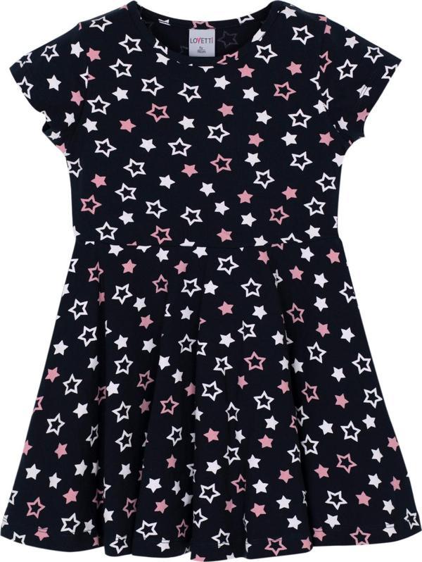 Lovely Stars Kız Çocuk Desenli Kısa Kollu Elbise - Image 1