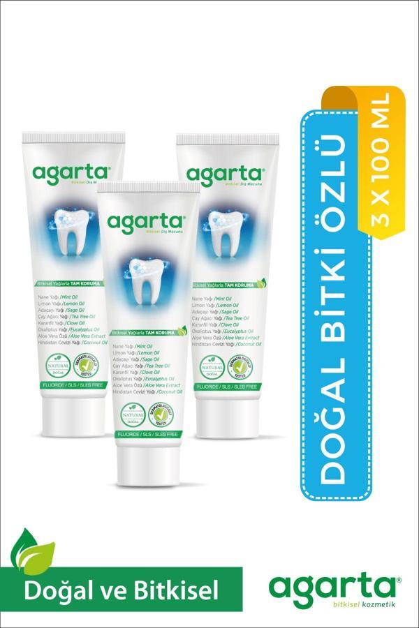 Agarta Doğal Bitki Özlü Florürsüz Diş Macunu 100 Ml/130 Gr (3 Adet) - Image 1