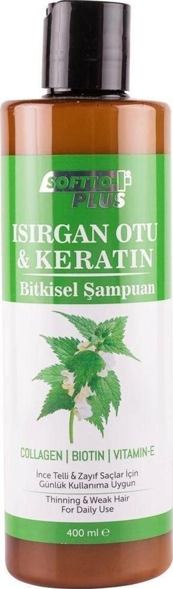Softto Plus Yağlanma Karşıtı Onarıcı Isırgan Otu Keratin Bitkisel Şampuan 400 ml - Image 1