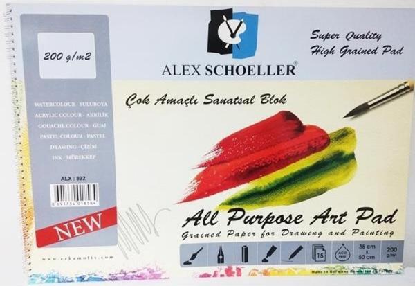 Alex Schoeller Resim Defteri 35X50 Cm 200Gr 15 Yaprak 892  Çok Amaçlı Çizim Ve Resim Bloğu Spiralli - Image 1