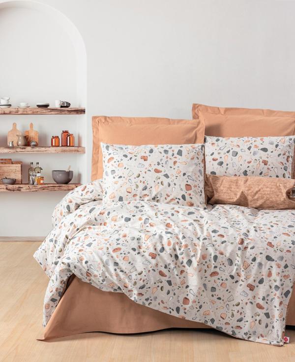 Cotton Box Minimal Tek Kişilik Lastikli Çarşaflı Nevresim Takımı Oniks Karamel - Image 1