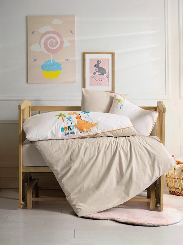 Cotton Box Punch Nakışlı Bebek Nevresim Takımı Kiddo Krem - Image 1