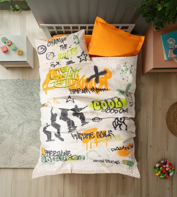 Cotton Box Genç Odası Tek Kişilik Complete Set Graffiti Oranj - Image 1