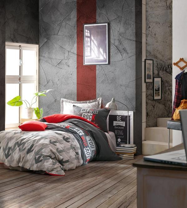 Cotton Box Genç Odası Tek Kişilik Lastikli Çarşaflı Nevresim Takımı Rock Kırmızı - Image 1