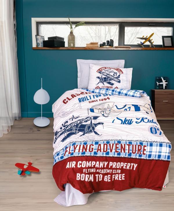 Cotton Box Junior Tek Kişilik Lastikli Çarşaflı Nevresim Takımı Flying Gri - Image 1