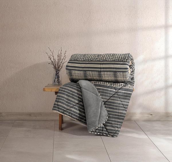 Cotton Box Velvet Tek Kişilik Yorgan Timbre Antrasit 155x215 cm - Image 1