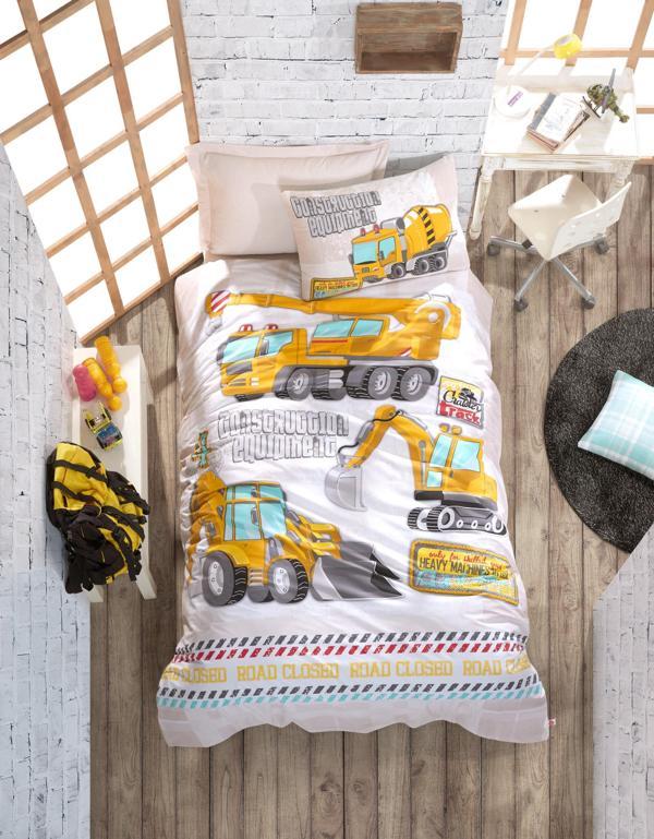 Cotton Box Junior Tek Kişilik Lastikli Çarşaflı Nevresim Takımı Track Turkuaz - Image 1