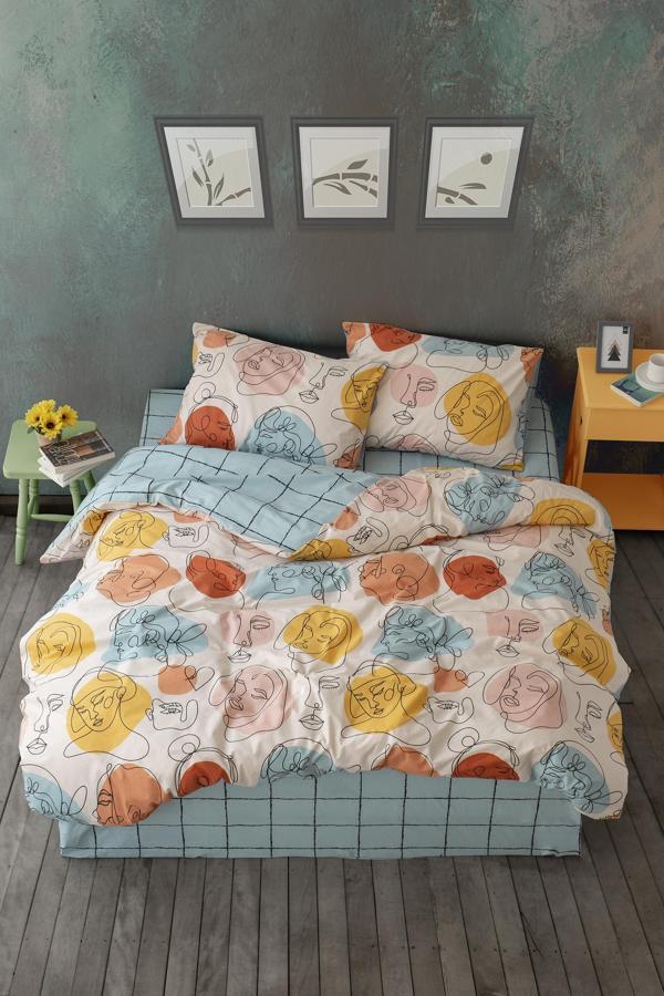 Cozy Home Çift Kişilik Lastikli Çarşaflı Nevresim Takımı Modern Mint - Image 1