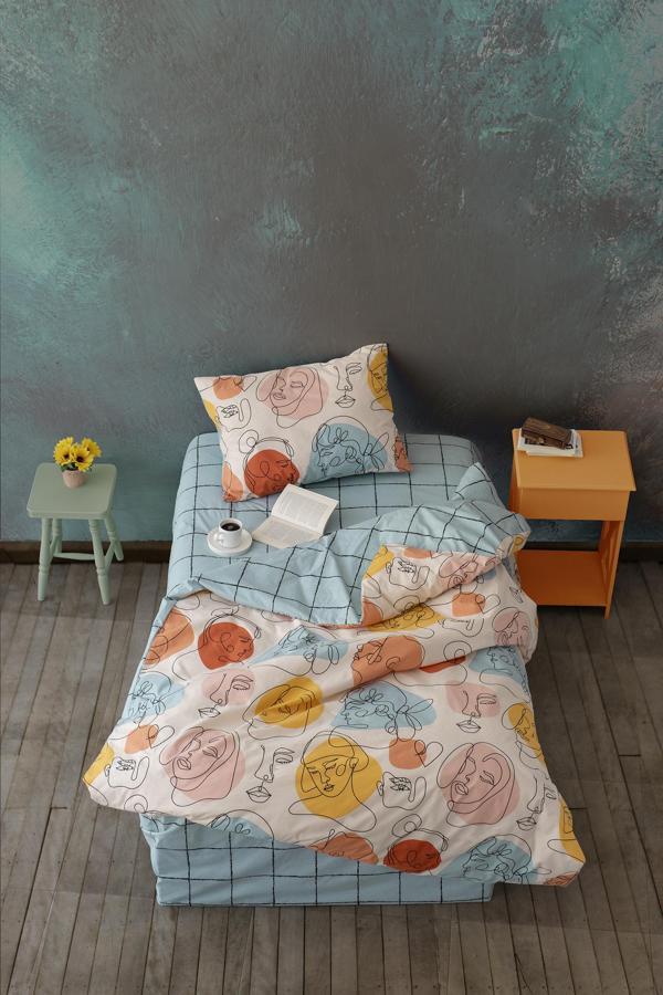 Cozy Home Tek Kişilik Lastikli Çarşaflı Nevresim Takımı Modern Mint - Image 1