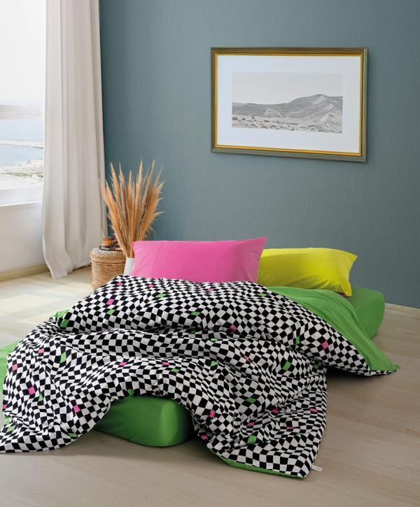 Cozy Home Popping Colors Tek Kişilik Lastikli Çarşaflı Nevresim Takımı Dazzle Yeşil - Image 1