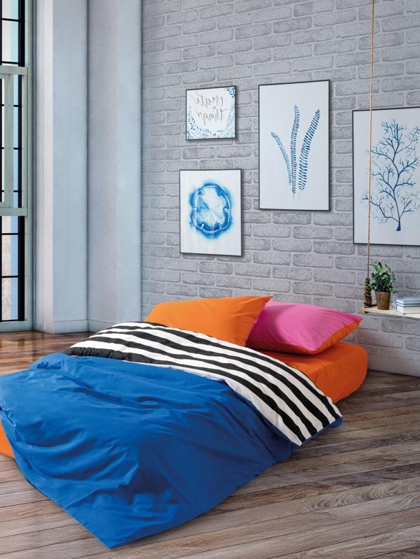 Cozy Home Popping Colors Tek Kişilik Lastikli Çarşaflı Nevresim Takımı Dusk Mavi - Image 1