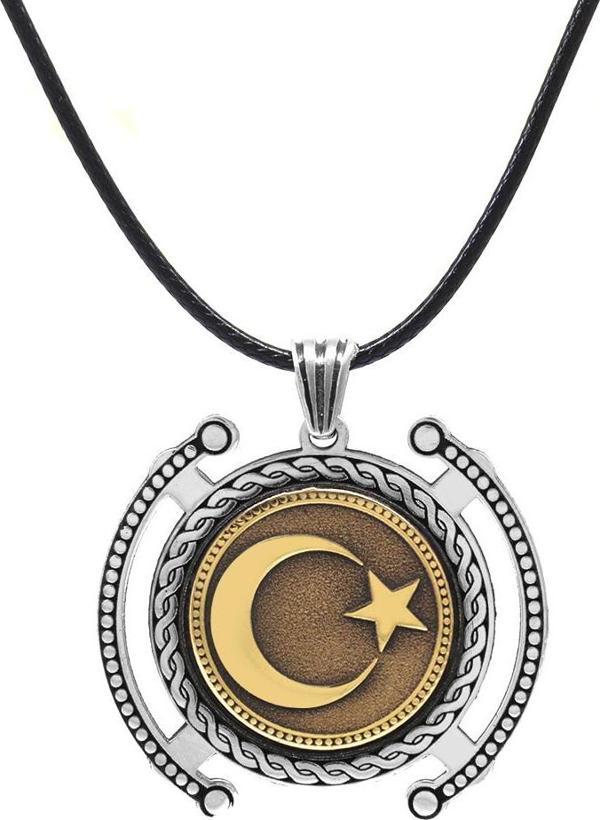 Ayyıldız Temalı İp Zincirli 925 Ayar Gümüş Madalyon - Image 1