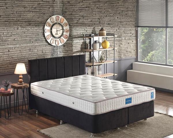 Niron Juliette 160x200 cm Çift Kişilik Lüks Yatak Seti - Siyah Kumaş Baza, Başlık ve Yatak Takımı - Image 1