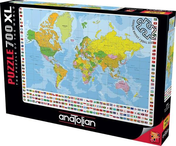 Anatolian 700 Parça XL Puzzle - Dünya Siyasi Haritası 2703 - Image 1