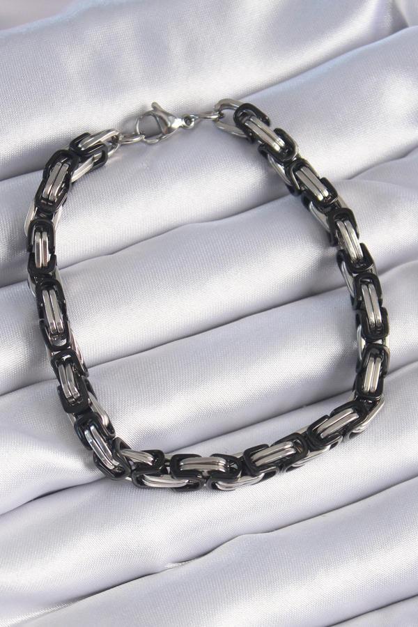  Siyah Gümüş Renk Kral Zincir Model Erkek Bileklik - EBJ241012W28522 - Image 1