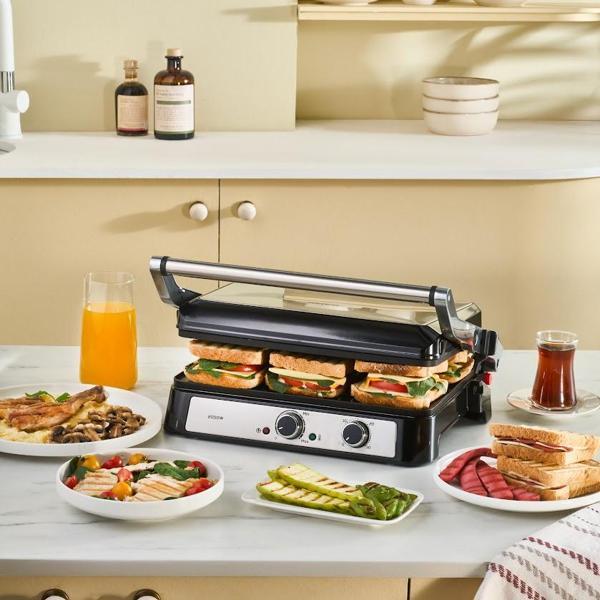 Karaca Inox Toastmate Grill 6 Dilim Kapasiteli Zaman Ayarlı Döküm Plakalı Izgara ve Tost Makinesi 2000W - Image 1