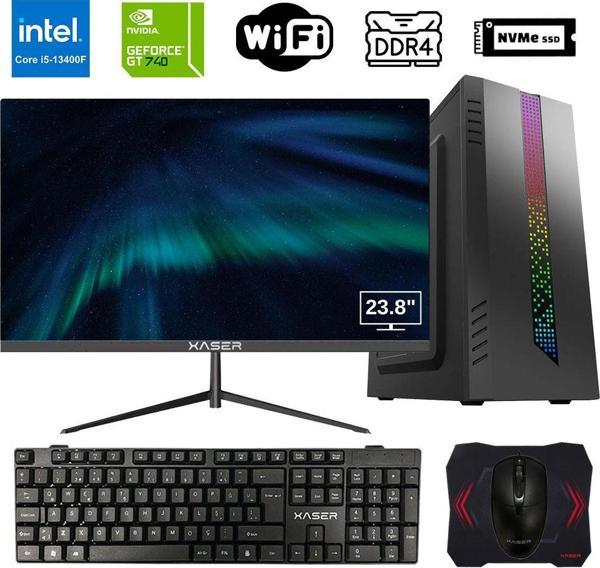 Xaser Xsr926 i5 13400F 16GB Ram 512GB M.2 NVMe SSD 4GB GT740 23.8" Monitör  Masaüstü Ofis Bilgisayarı - Image 1